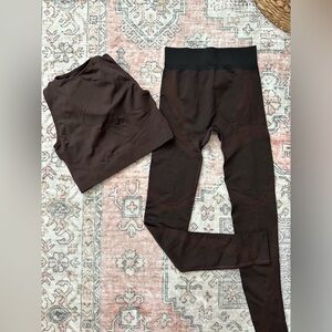 Fashion Nova Brown Seamless Active Leggings and Crop Top Set